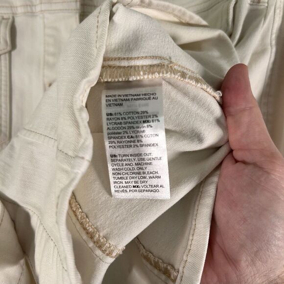 Chico's Jacket Women's Large Off White Button Up Pockets Cotton Blend - Picture 6 of 9